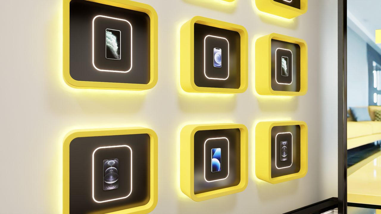 Sarı çerçevelerde telefonlar